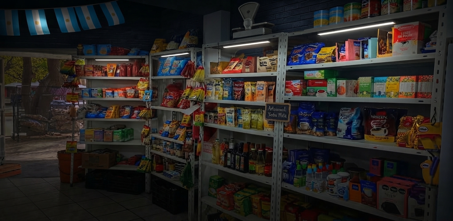 Estantería de almacén con productos generales