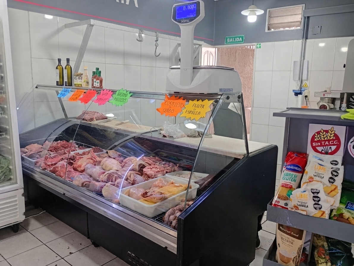 Vitrina de carnicería con cortes frescos